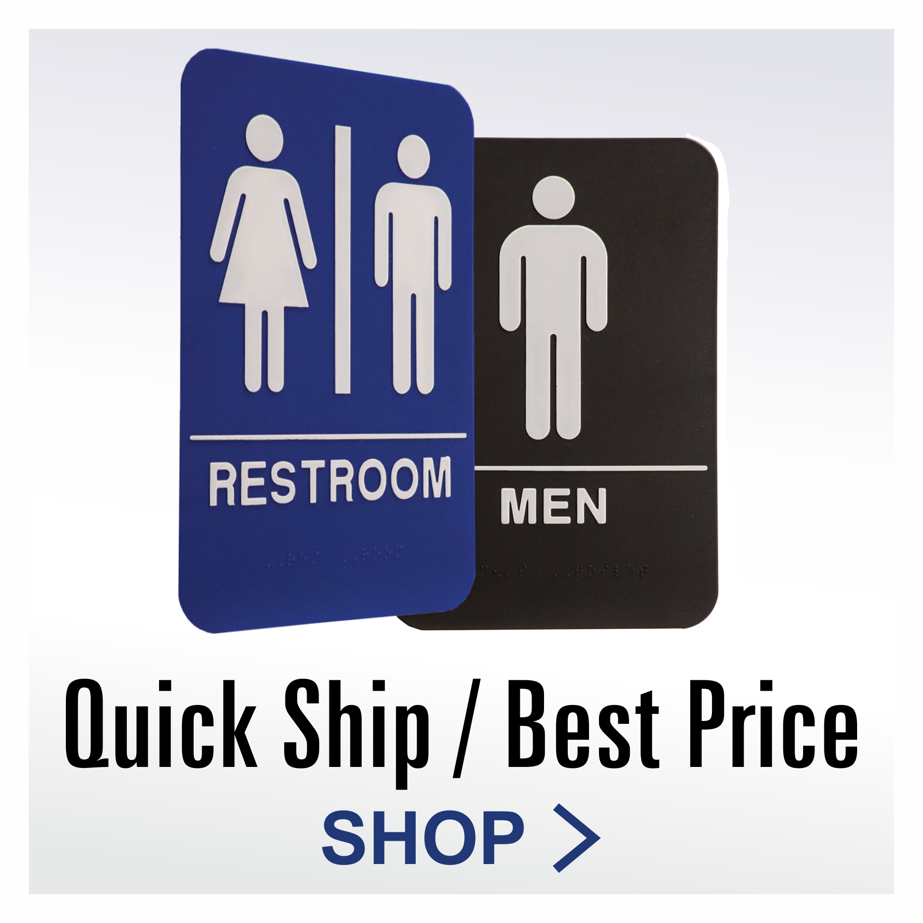 super budget friendly quick ship in stock ADA braille injection molded ADA restroom signs